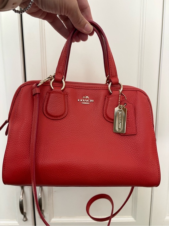 Coach Handbags - Coach Pebbled Leather Satchel - Coral Red